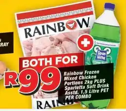 OK Foods Rainbow Frozen Mixed Chicken Portions 2kg PLUS Sparletta Soft Drink Assorted offer