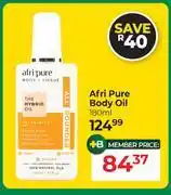 Dis-Chem Afri Pure Body Oil-180ml offer
