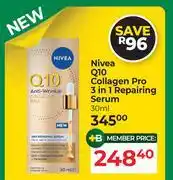 Dis-Chem Nivea Q10 Collagen Pro 3 In 1 Repairing Serum-30ml offer
