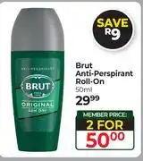 Dis-Chem Brut Anti Perspirant Roll On-For 2 x 50ml offer