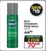 Dis-Chem Brut Deodorant Body Spray-For 2 x 120ml offer