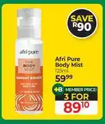 Dis-Chem Afri Pure Body Mist-For 3 x 125ml offer
