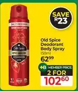 Dis-Chem Old Spice Deodorant Body Spray-For 2 x 150ml offer