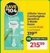 Dis-Chem Gillette Venus Comfort Glide Sensitive 3-Blade Razor 1 Handle Plus 2 Cartridges offer
