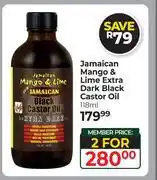 Dis-Chem Jamaican Mango & Lime Extra Dark Black Castor Oil-For 2 x 118ml offer