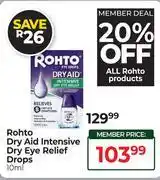 Dis-Chem Rohto Dry Aid Intensive Dry Eye Relief Drops-10ml offer