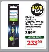 Dis-Chem Philips Sonicare Optimal White Replacement Brush Heads 2 Pack offer