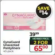 Dis-Chem GynaGuard Unscented Pantyliners (40 Pack)-Per Pack offer