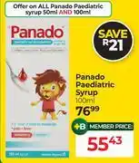 Dis-Chem Panado Paediatric Syrup-100ml offer