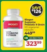Dis-Chem Biogen Supreme Probiotic 9 Strain 120 Vegetarian Capsules offer
