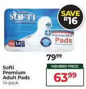 Dis-Chem Softi Premuim Adult Pads (14 Pack)-Per Pack offer