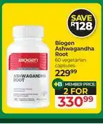 Dis-Chem Biogen Ashwagandha Root 60 Vegetarian Capsules-For 2 offer
