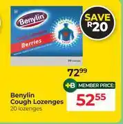 Dis-Chem Benylin Cough Lozenges 20 Lozenges offer