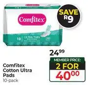 Dis-Chem Comfitex Cotton Ultra Pads (10 Pack)-Per Pack offer