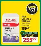 Dis-Chem Vital Omega 3 1000mg 30 Softgel Capsules-For 2 offer