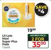 Dis-Chem Lil-Lets Maxi Super Plus Pads (7 Pack)-Per Pack offer