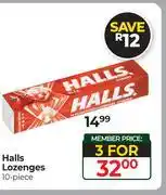Dis-Chem Halls Lozenges-For 3 x 10 Piece Pack offer