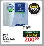 Dis-Chem Softi 2-Ply Toilet Rolls-For 2 x 18 Pack offer