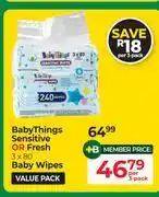 Dis-Chem Baby Things Sensitive Or Fresh Baby Wipes (80's Pack)-Per 3 Pack offer