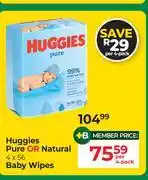 Dis-Chem Huggies Pure Or Natural Baby Wipes (56 Pack)-Per 4 Pack offer