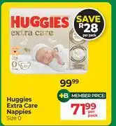 Dis-Chem Huggies Extra Care Nappies (Sizes 0)-Per Pack offer