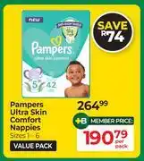 Dis-Chem Pampers Ultra Skin Comfort Nappies Value Pack (Sizes 1-6)-Per Pack offer