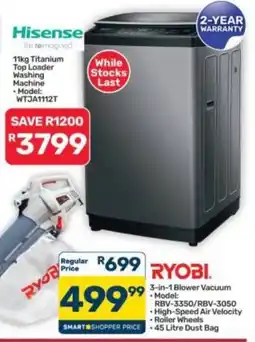 Pick n Pay Hypermarket Hisense 11kg Titanium Top Loader Washing Machine offer