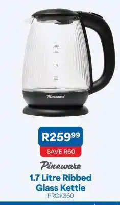OK Furniture Pineware 1.7 Litre Ribbed Glass Kettle offer