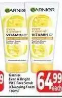 Supa Store Garnier Even & Bright VIT C Face Scrub + Cleansing Foam 100ml offer