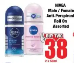 Boxer NIVEA Male / Female Anti-Perspirant Roll On Assorted offer