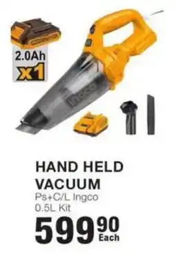 Build It HAND HELD VACUUM Ps+C/L Ingco offer