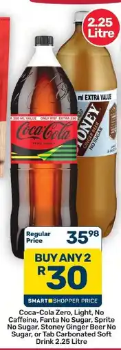 Pick n Pay Coca-Cola Zero, Light, No Caffeine, Fanta, Sprite No Sugar, Stoney Ginger Beer No Sugar, or Tab Carbonated Soft Drink offer