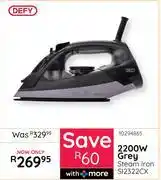 Bradlows Defy 2200W Grey Steam Iron SI2322CX 10294865 offer