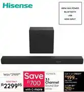 Bradlows Hisense 3.1 Channel Soundbar HS3100 10298676 offer