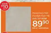 CTM Kilimanjaro Mazoni Ivory Matt Porcelain Floor Tile-350 x 350mm Per Sqm offer