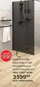 CTM Crystal Tech Nile Black Walk In Wall Mounted Shower Screen Including Arm-1200 x 2000mm offer