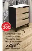 CTM Kendo Black Floor Standing Cabinet With White Basin-450 x 600mm offer