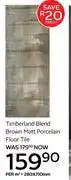CTM Origins Timberland Blend Brown Matt Porcelain Floor Tile-280 x 710mm Per Sqm offer