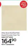 CTM Hilton Bone Rectified Matt Glazed Porcelain Floor Tile-600 x 600mm Per Sqm offer