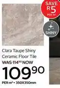 CTM Clara Taupe Shiny Ceramic Floor Tile 350 x 350mm-Per Sqm offer