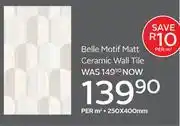 CTM Belle Motif Matt Ceramic Wall Tile 250 x 400mm-Per Sqm offer