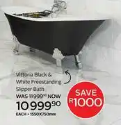 CTM Vittoria Black & White Freestanding Slipper Bath 1550 x 750mm offer