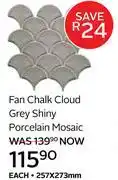CTM Fan Chalk Cloud Grey Shiny Porcelain Mosaic-257 x 273mm offer