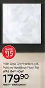 CTM Polar Onyx Grey Marble Look Polished Hard Body Floor Tile-600 x 600mm Per Sqm offer