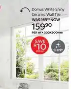 CTM Domus White Shiny Ceramic Wall Tile 300 x 600mm-Per Sqm offer