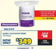 Russells Sleepmasters Queen 152cm Duvet Inner 10119636 offer