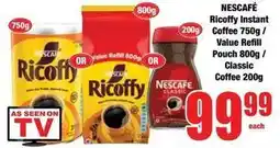 Boxer Nescafé - ricoffy instant coffee 750g / value refill pouch 800g / classic coffee 200g offer