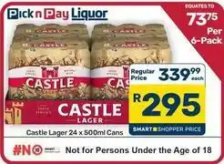 Pick n Pay Hypermarket Castle - castle lager 24 x 500ml cans offer
