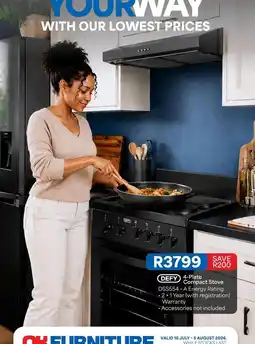 OK Furniture Defy - 4-plate compact stove offer