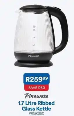OK Furniture Pineware - 1.7 litre ribbed glass kettle prgk360 offer